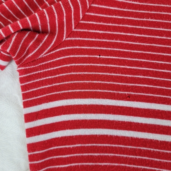 Gap The Bowery Super Soft boat neck red tee white stripes 3/4 sleeves nautical M - Picture 7 of 10